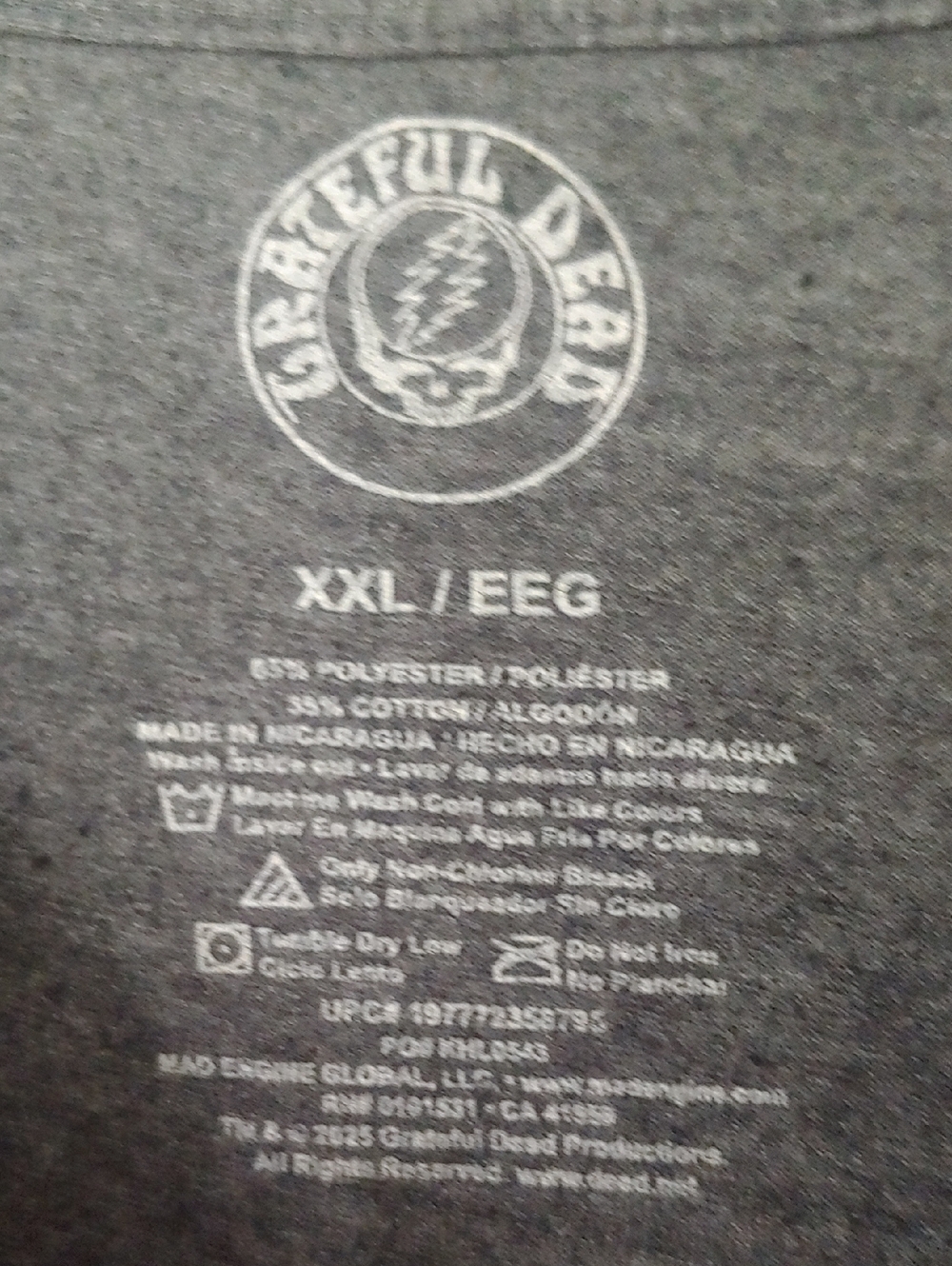 Grateful Dead Graphic Tee - Charcoal with Pink & Teal Artwork - Picture 2 of 4